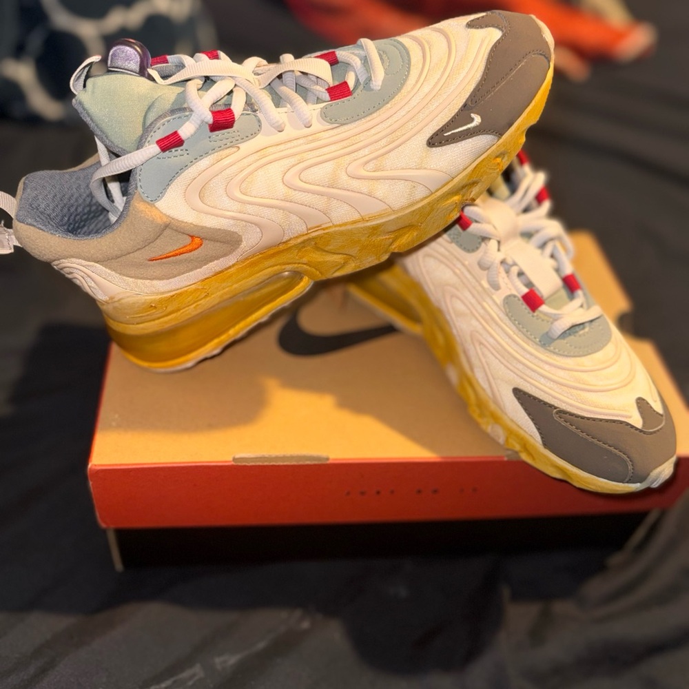 Nike Air Max Sneakers in White, Gray, and Yellow